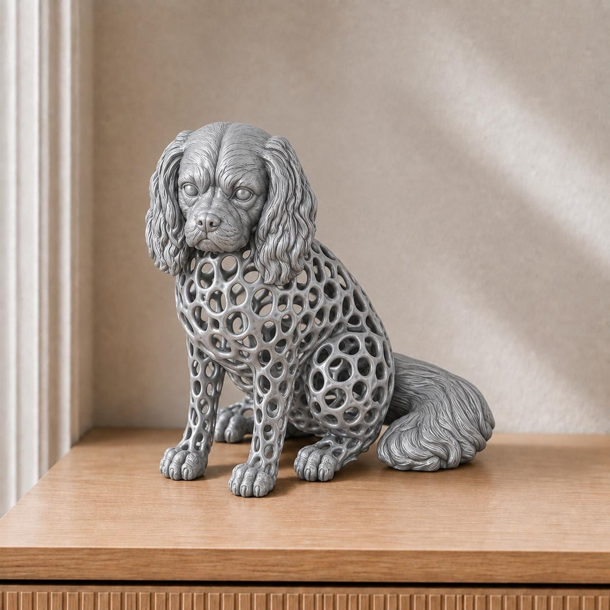 Cavalier King Charles Spaniel in Voronoi-Optik – Hundeskulptur | Made in Germany FehnFactory