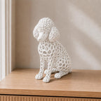 Pudel in Voronoi-Optik – sitzende Hundeskulptur mit Locken | Made in Germany FehnFactory