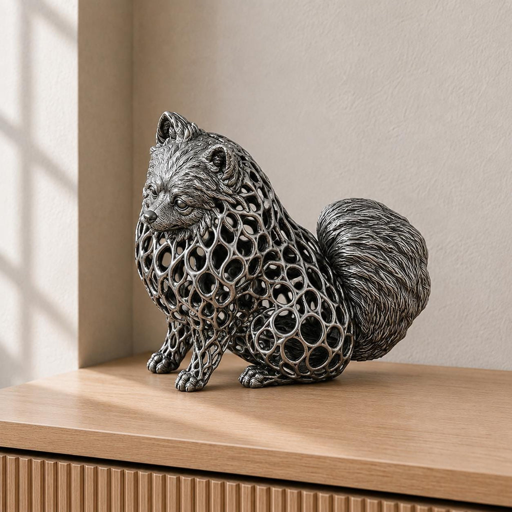 Pomeranian (Zwergspitz) in Voronoi-Optik – Hundeskulptur | Made in Germany FehnFactory