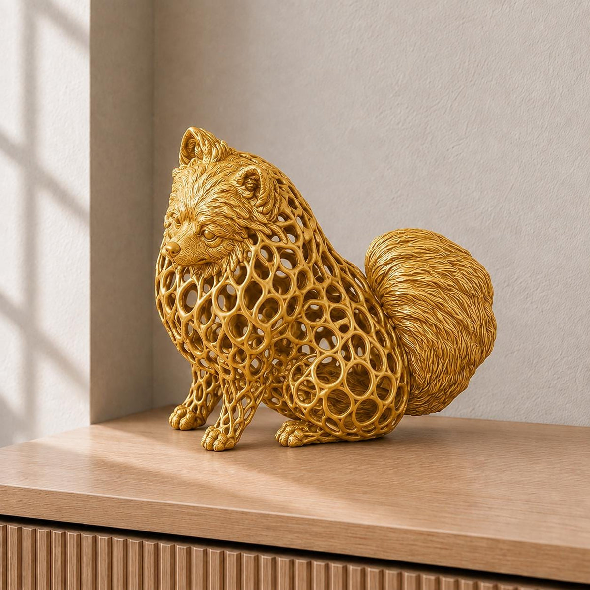 Pomeranian (Zwergspitz) in Voronoi-Optik – Hundeskulptur | Made in Germany FehnFactory