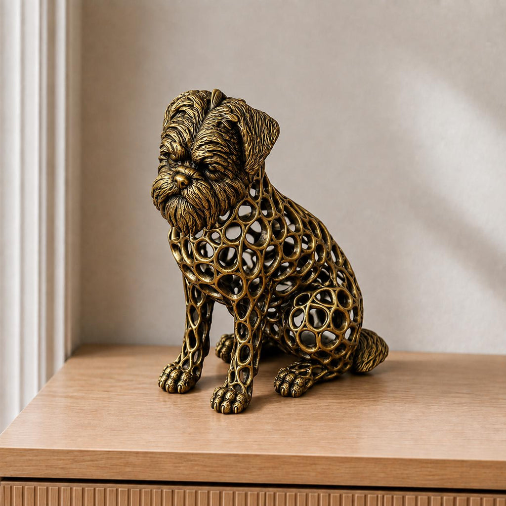 Affenpinscher in Voronoi-Optik – sitzende Hundeskulptur | Made in Germany FehnFactory