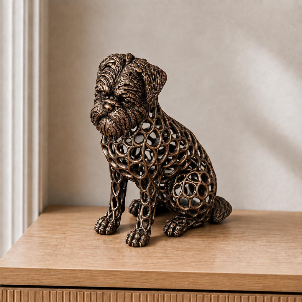 Affenpinscher in Voronoi-Optik – sitzende Hundeskulptur | Made in Germany FehnFactory