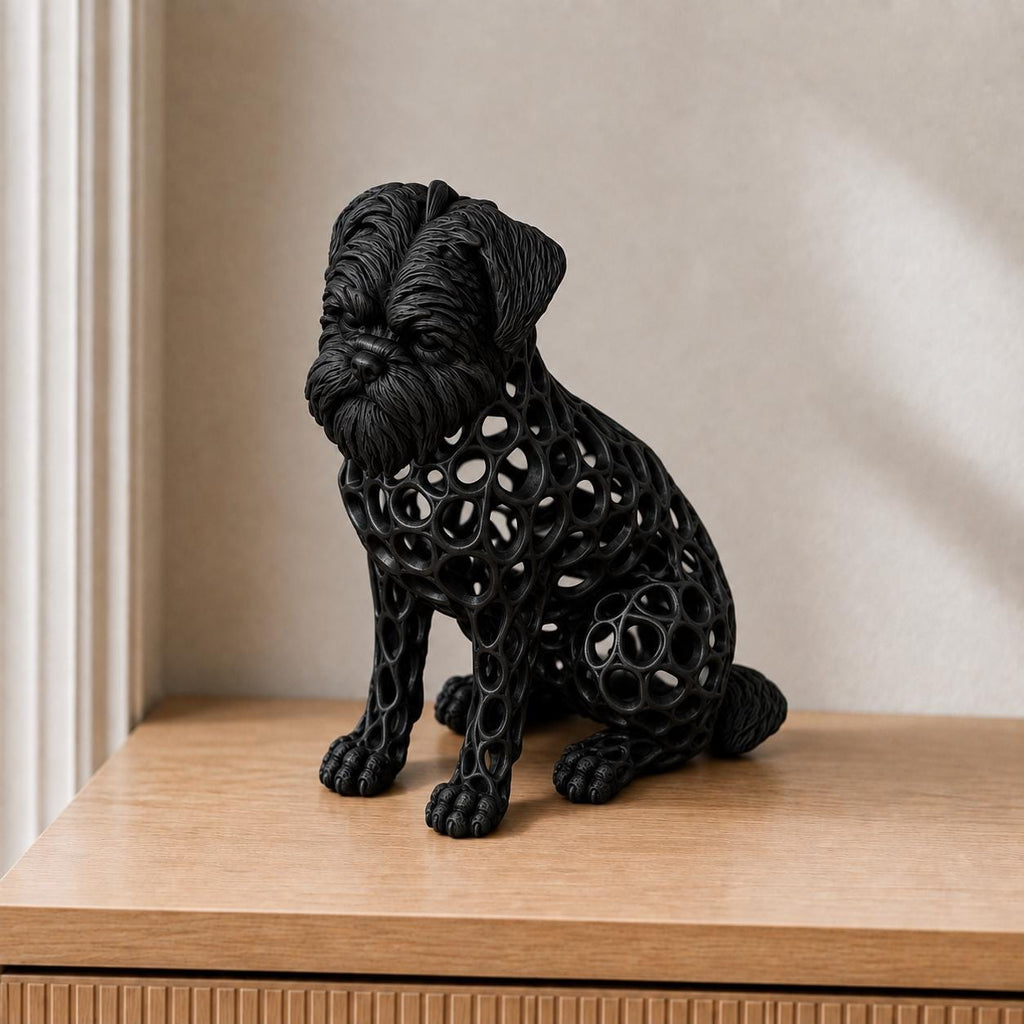 Affenpinscher in Voronoi-Optik – sitzende Hundeskulptur | Made in Germany FehnFactory