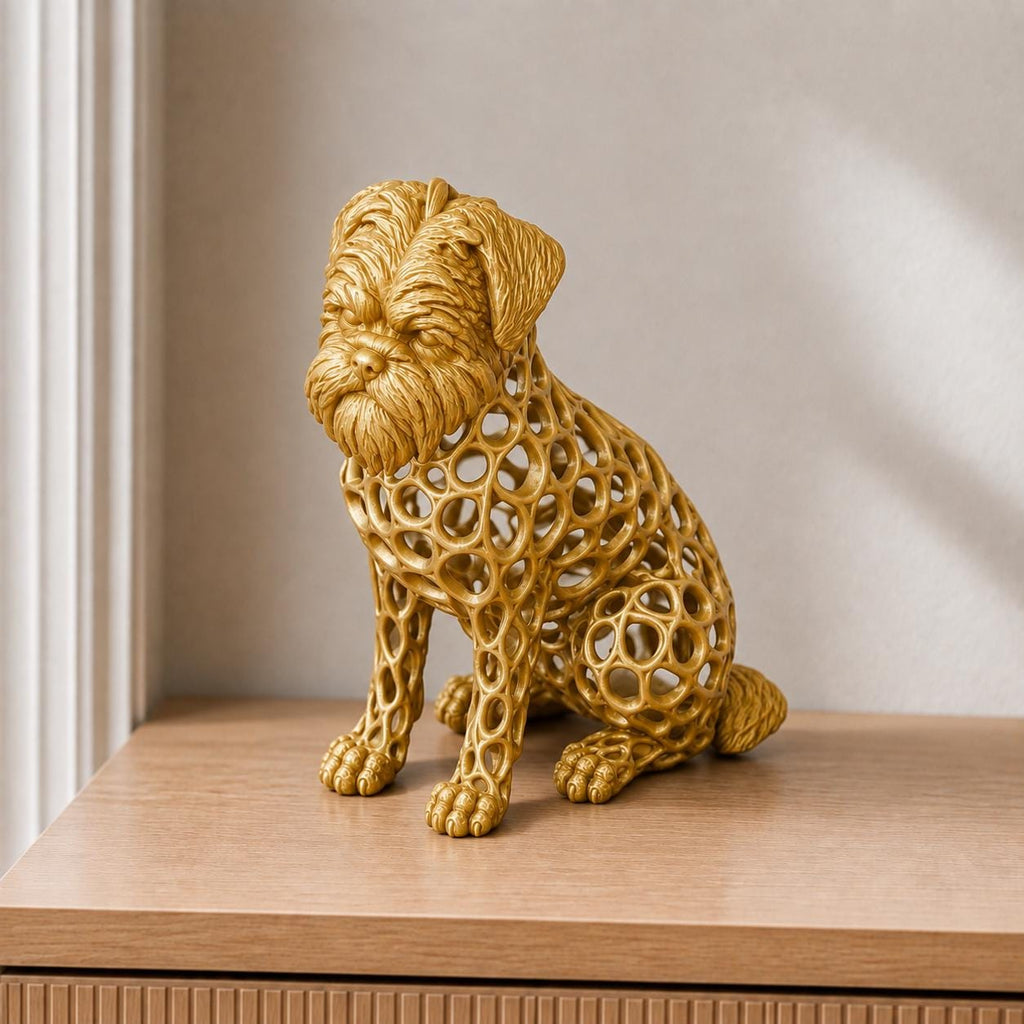 Affenpinscher in Voronoi-Optik – sitzende Hundeskulptur | Made in Germany FehnFactory