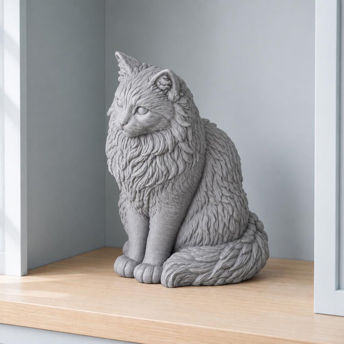 Maine Coon Katze – langhaarige sitzende Katzenskulptur | Made in Germany FehnFactory