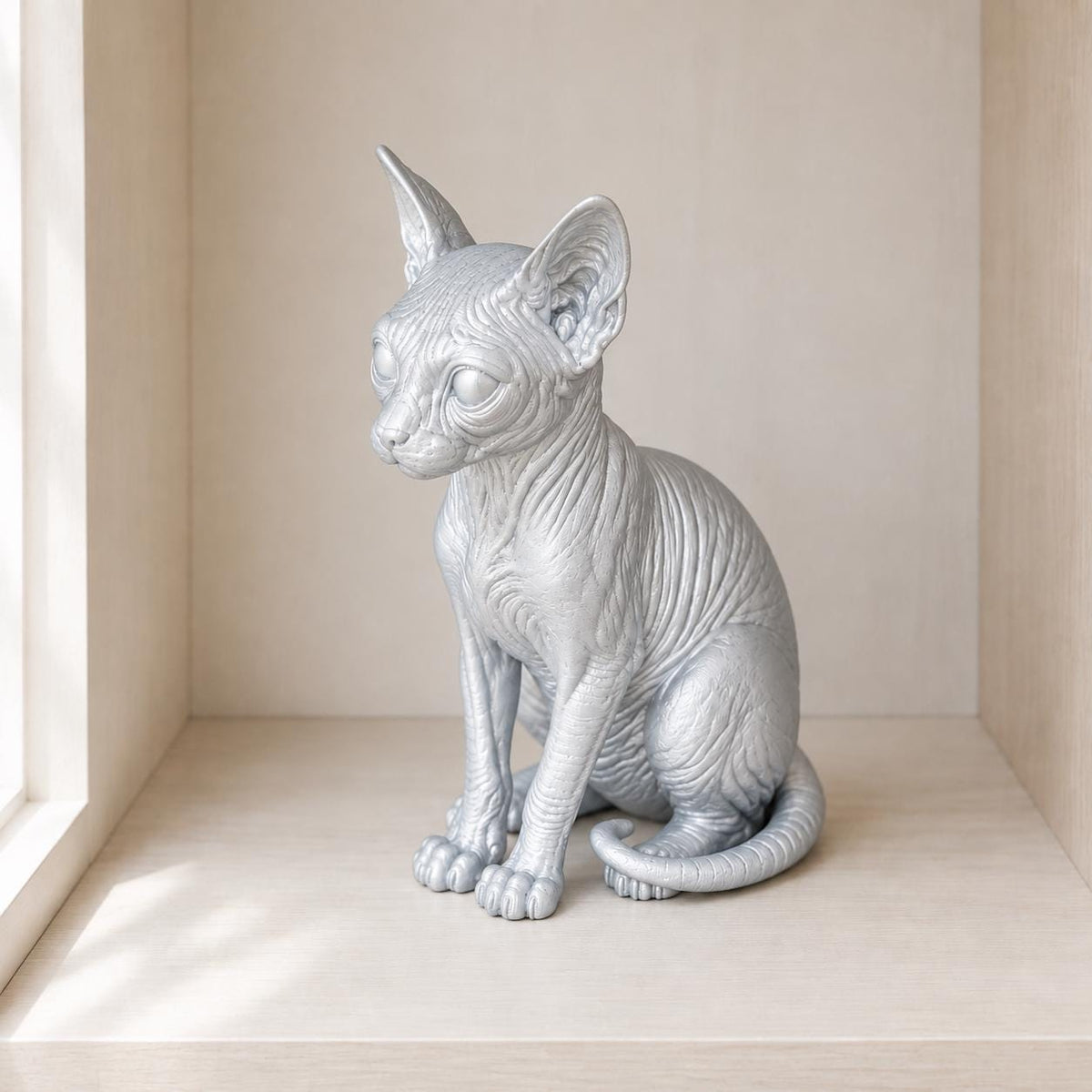 Sphynx Katze – sitzende Ganzkörper-Katzenskulptur | Made in Germany FehnFactory