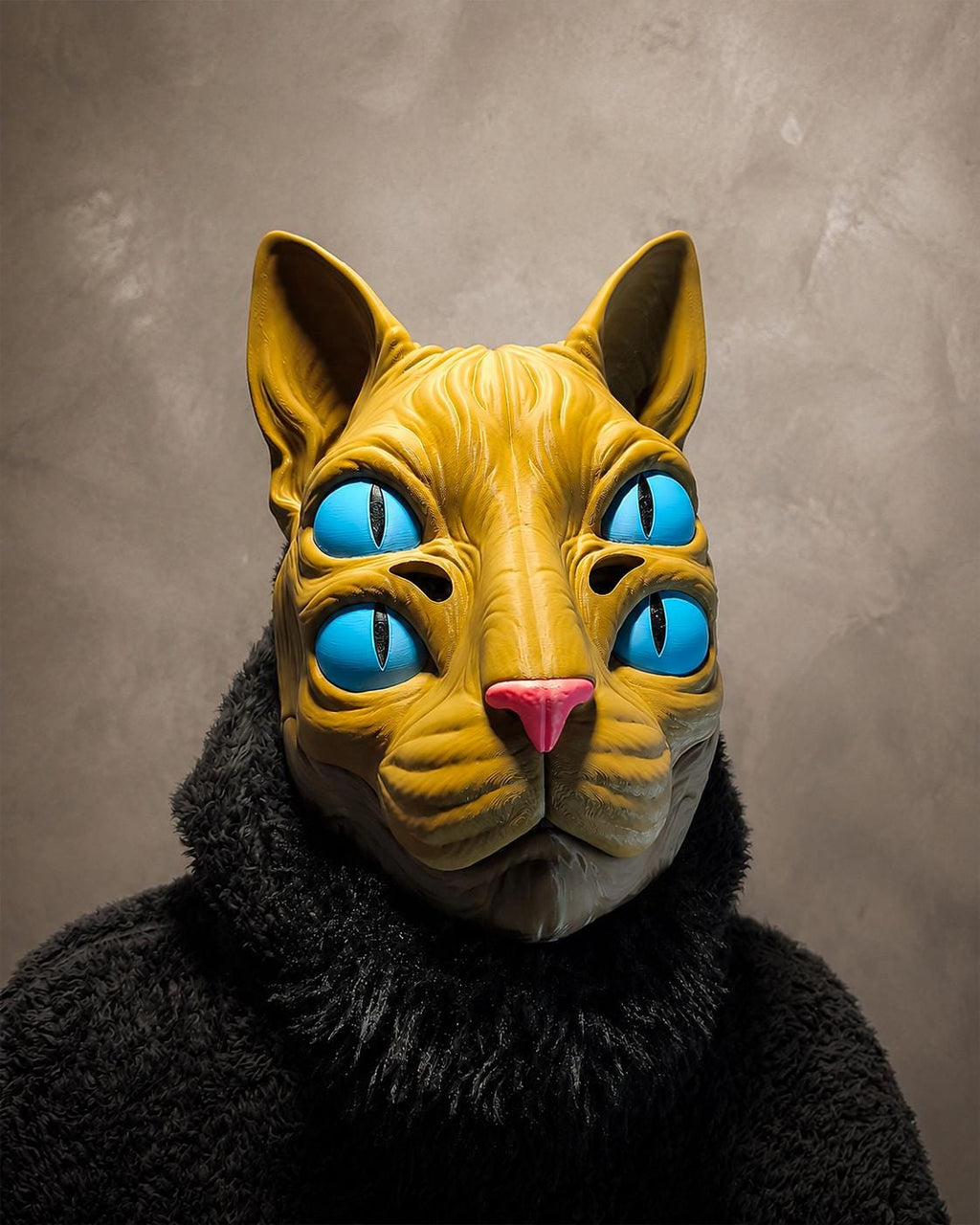 Nekora Maske mit vier Augen und beweglichem Kiefer | 5-farbige Katzen-Cosplay-Maske | PipeCox | Made in Germany FehnFactory