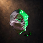 Alien Wall – Alienkopf Wanddeko | Silbergrau/Schwarz | Pipe Cox Design | ca. 11,4 cm FehnFactory