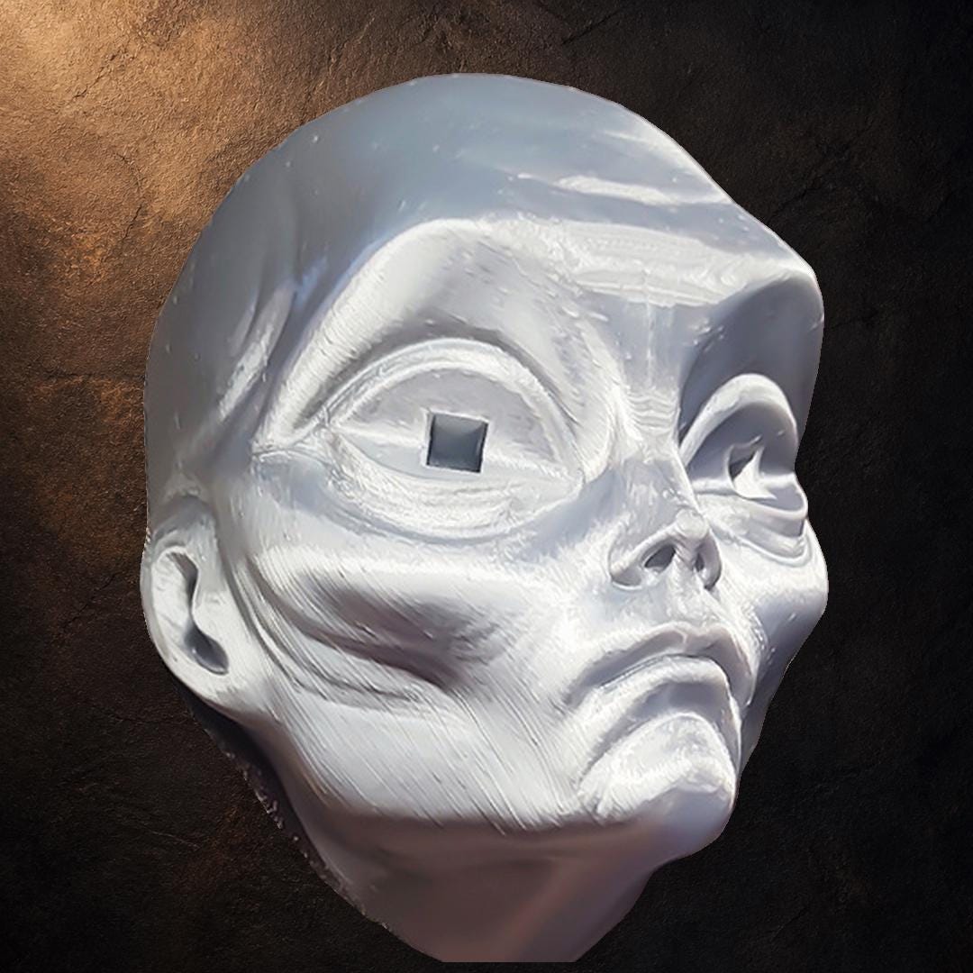 Alien Wall – Alienkopf Wanddeko | Silbergrau/Schwarz | Pipe Cox Design | ca. 11,4 cm FehnFactory
