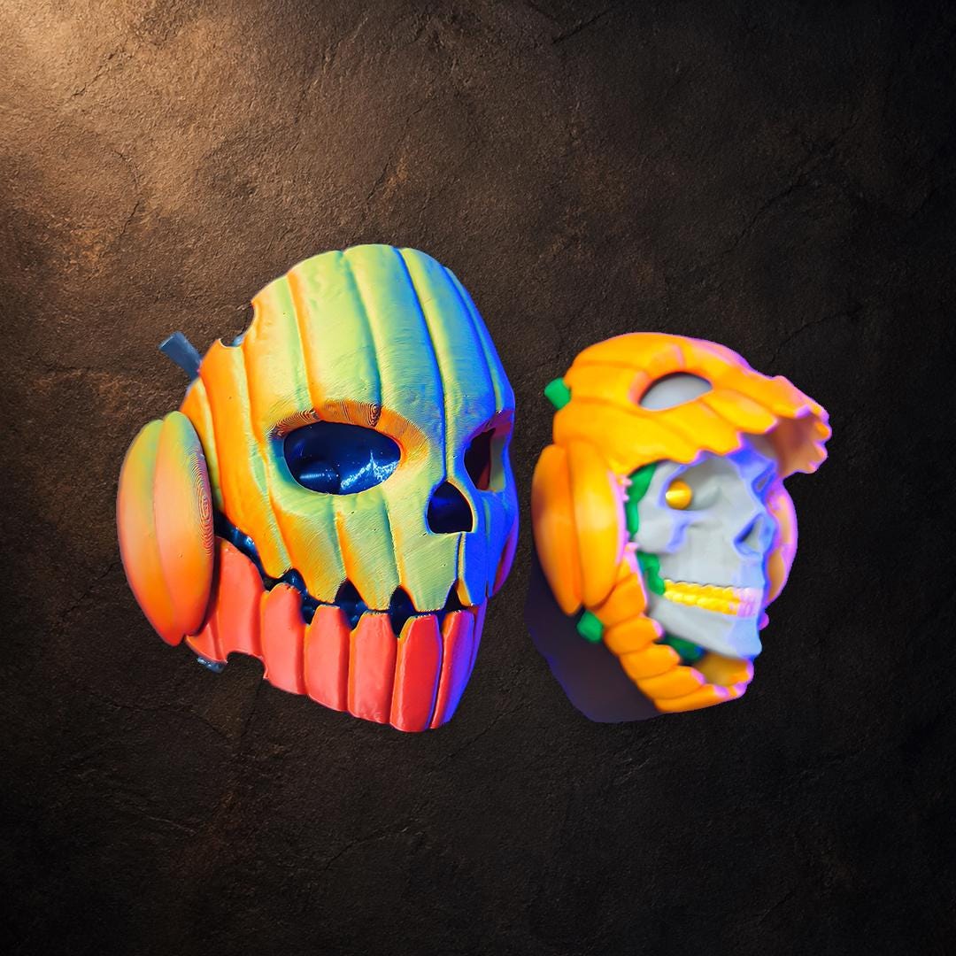 Pumpkin Skull – bewegliche Kürbis-Skulptur mit verstecktem Schädel | Pipe Cox | Made in Germany FehnFactory