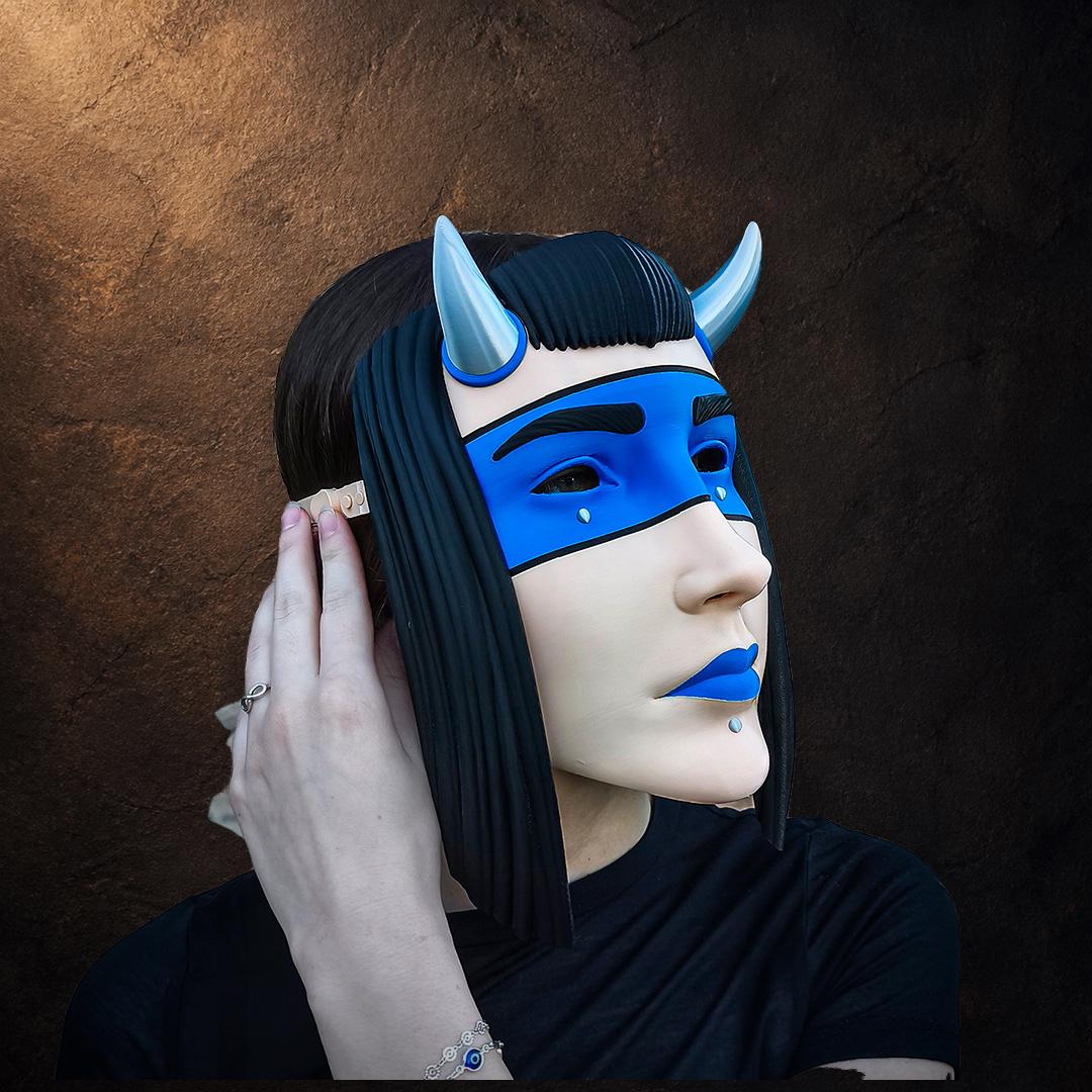 Veil Maske – handbemalte tragbare Dämonenmaske | einteilig oder montiert | Pipe Cox | Made in Germany FehnFactory