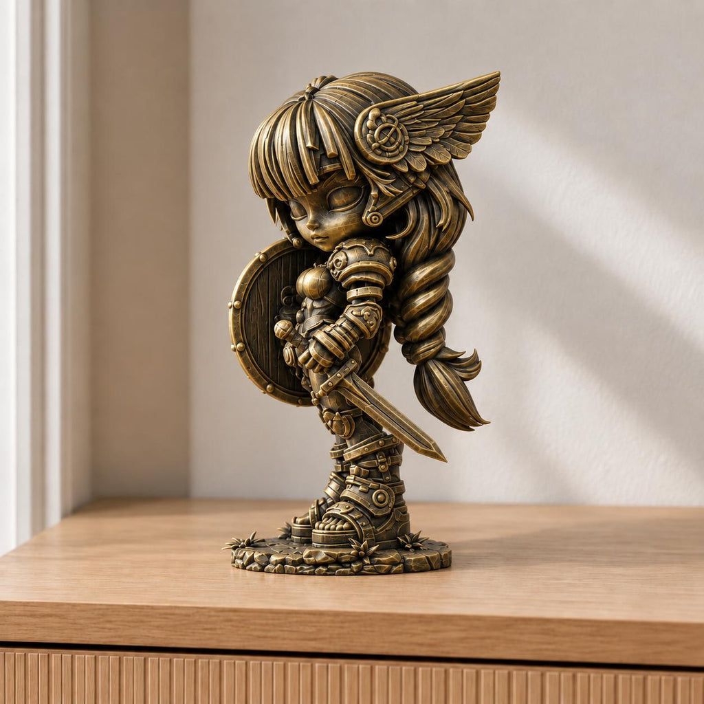 Chibi-Schildmaid – Fantasy-Ritterin mit Schwert und Schild | handbemalt oder gedruckt | Made in Germany FehnFactory