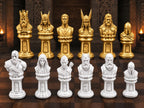 Mythisches Krieger-Schachfigurenset – komplett 32-teilig | Fantasy-Schach | 3 Größen & 12 Farbpaare | Made in Germany FehnFactory