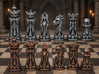 Nekromanten-Schachfigurenset – komplett 32-teilig | Gotisches Staunton-Schach | 3 Größen & 12 Farbpaare | Made in Germany FehnFactory