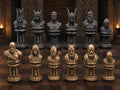 Mythisches Krieger-Schachfigurenset – komplett 32-teilig | Fantasy-Schach | 3 Größen & 12 Farbpaare | Made in Germany FehnFactory